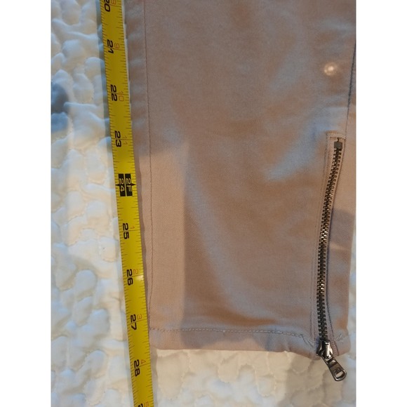 Zara Basic Beige Skinny Zippered Jeans Sz 10 - Picture 8 of 10